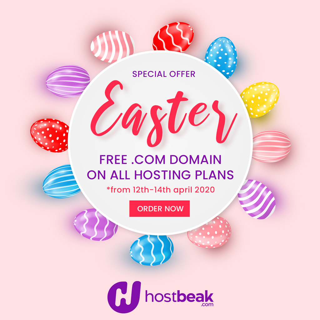 easter free .com domain name on hosting hostbeak